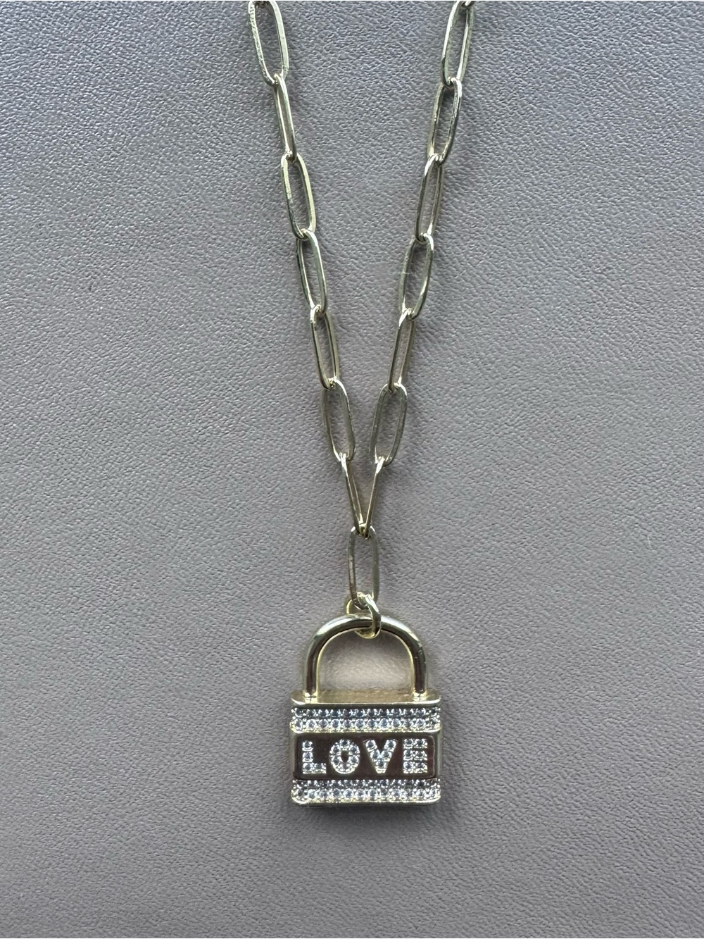 Gold-Tone 'LOVE' Pendant Necklace with Crystal Accents